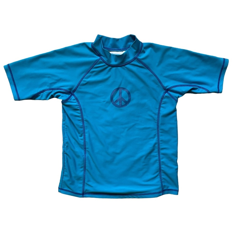 Girls’ Rugged Bear Blue Peace Sign Rashguard Size 10